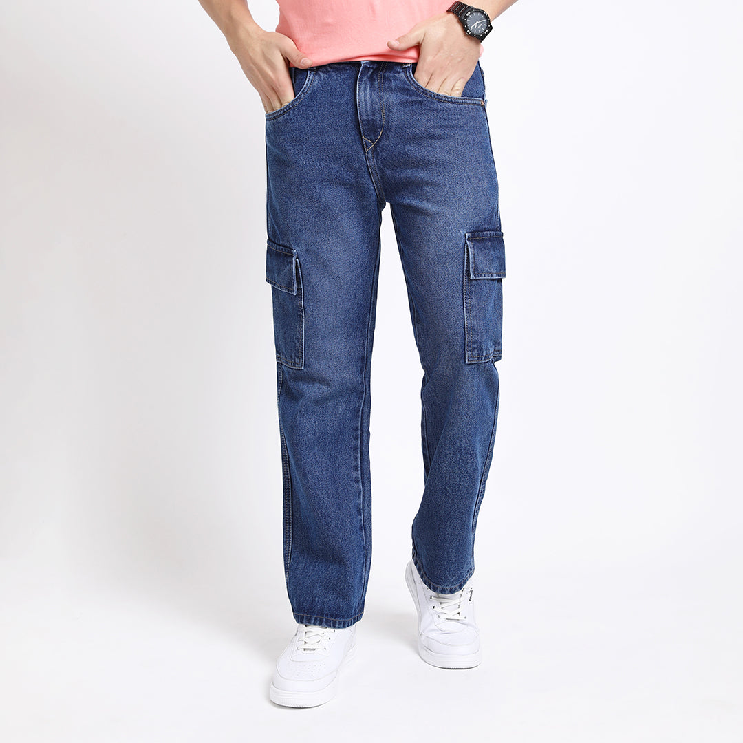 BLUE BAGGY CARGO FIT JEANS 4638-1